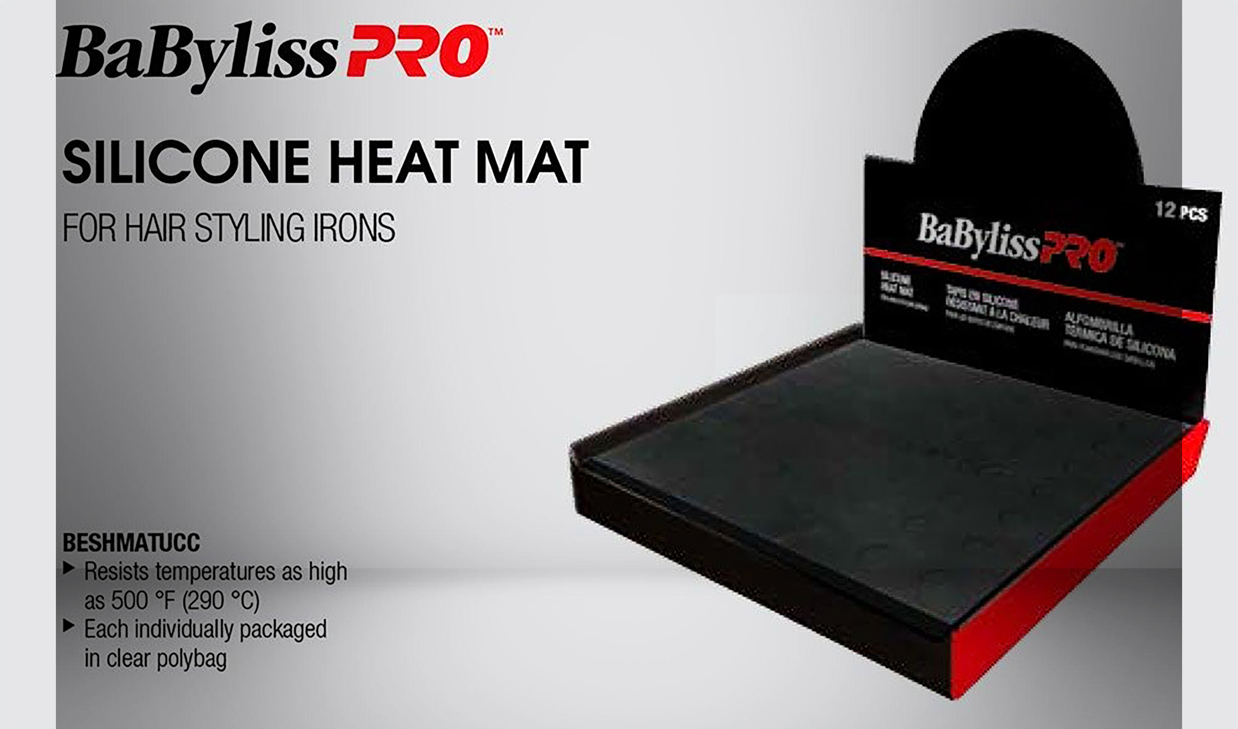 12pc Silicone Heat Display Black Mat