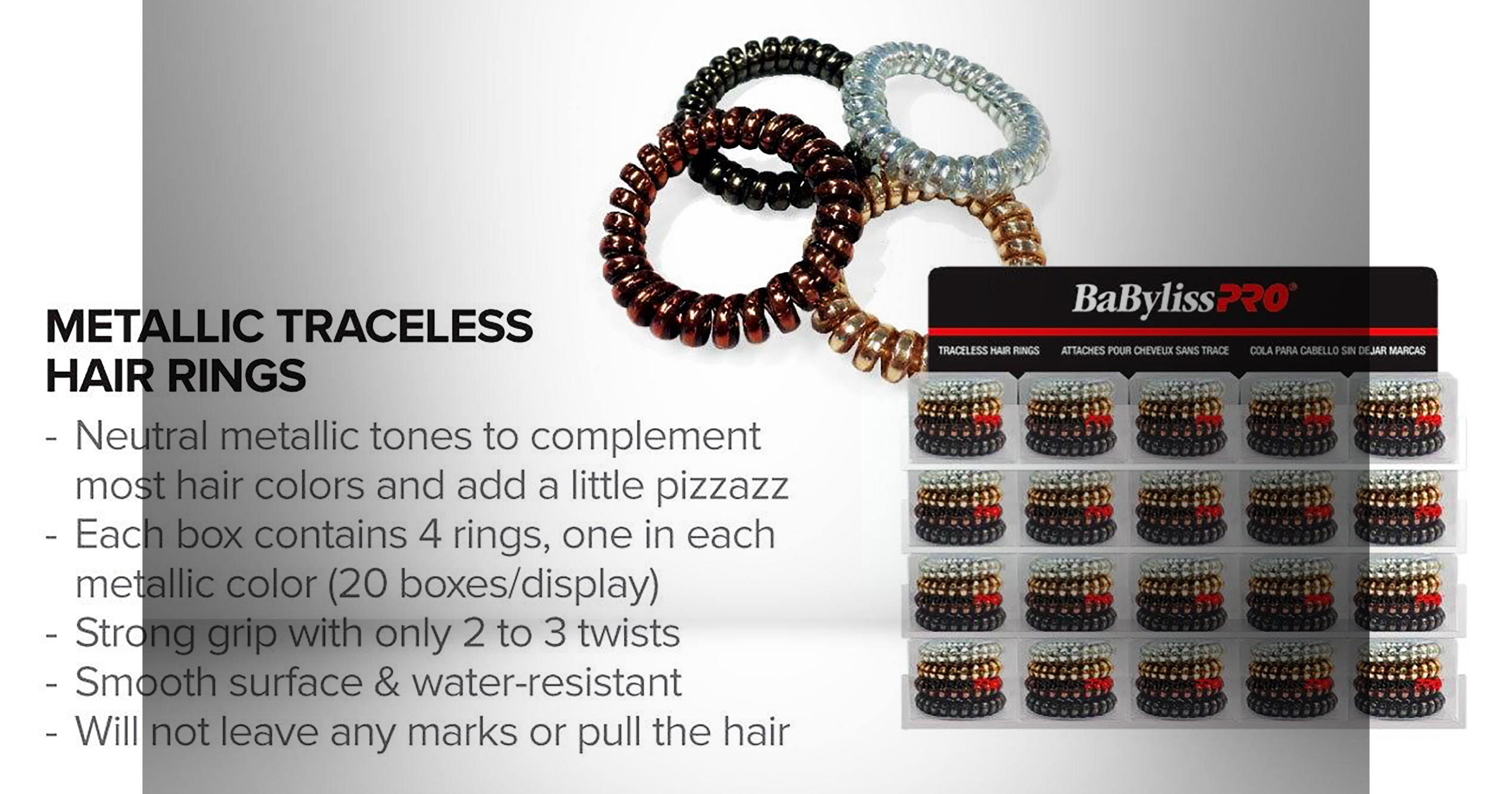 BABYLISS Rings 20pcs Metallic Hair Display