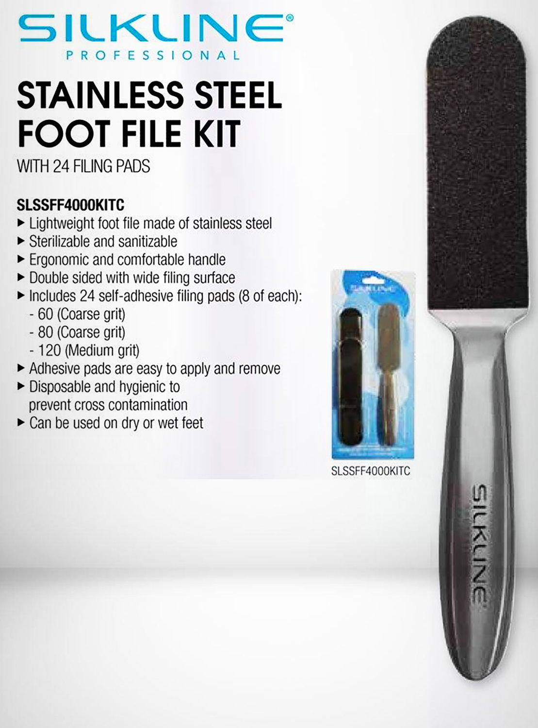 SILKLINE Stainless Kit Foot File Steel SLSSFF4000KITC