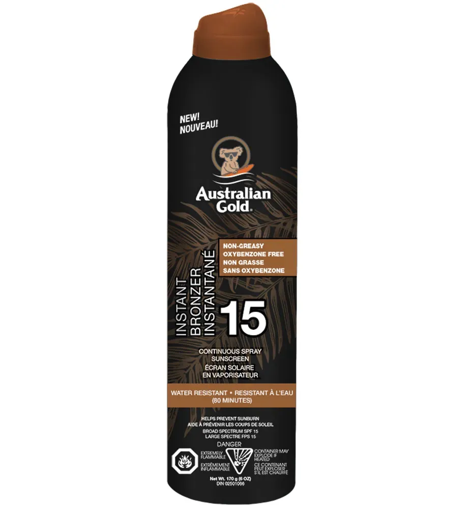 Australian Gold Continuous Spray Sunscreen With Bronzer 6oz