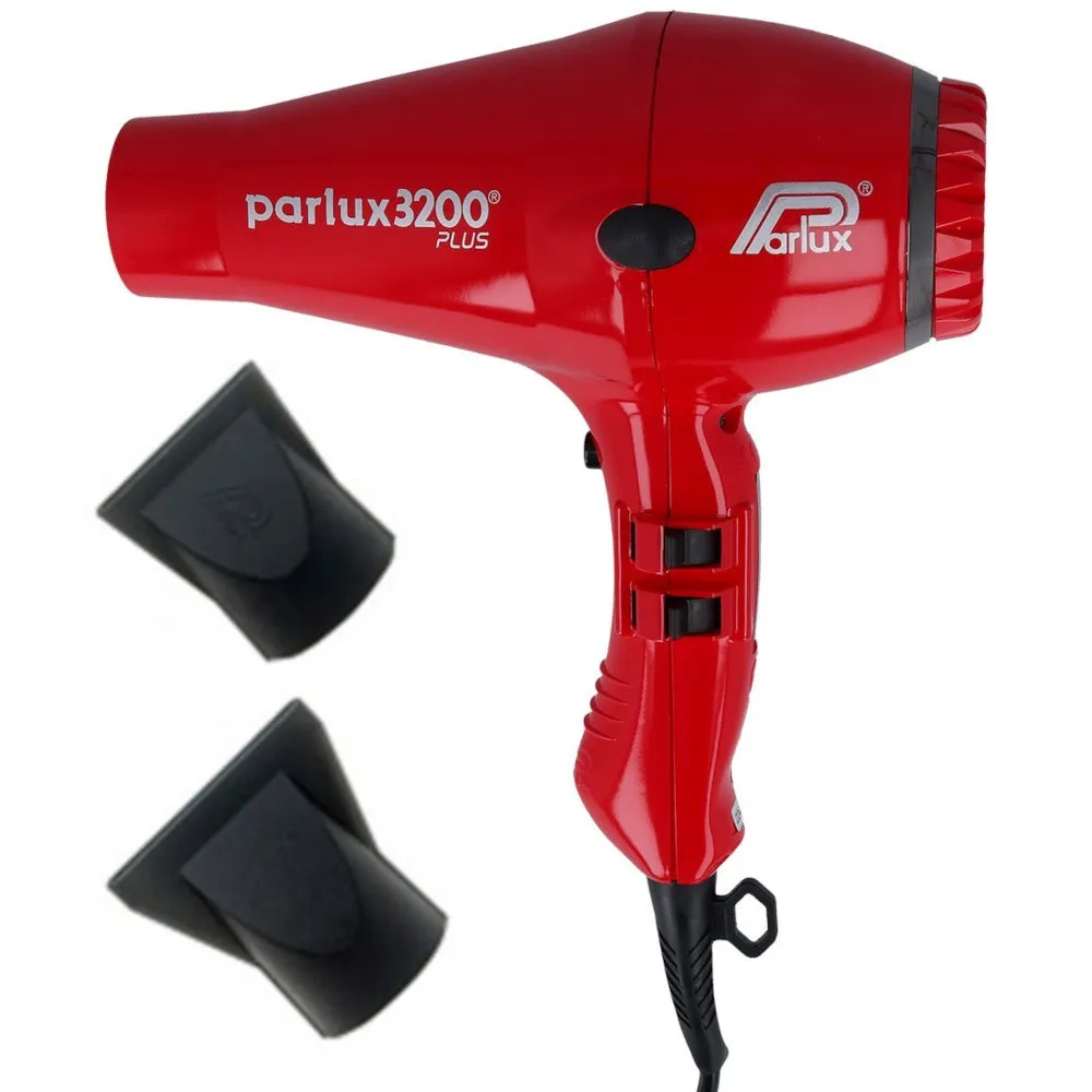 Parlux 3200 PLUS Hairdryer Red- Extra Powerful Airflow – Made in Italy