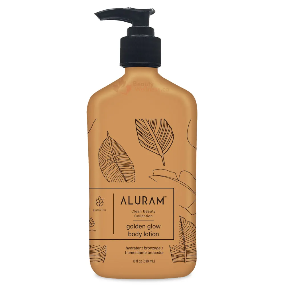 Aluram Golden Glow Body Lotion 18 oz. – 530 mL Skin Moisturizer & Natural Sunless Tanner