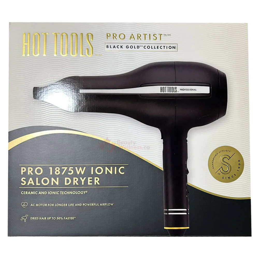 Hot Tools Black Gold Pro 1875 W Ionic Salon Dryer – HT1099BGCN – Ceramic & Ionic Technology