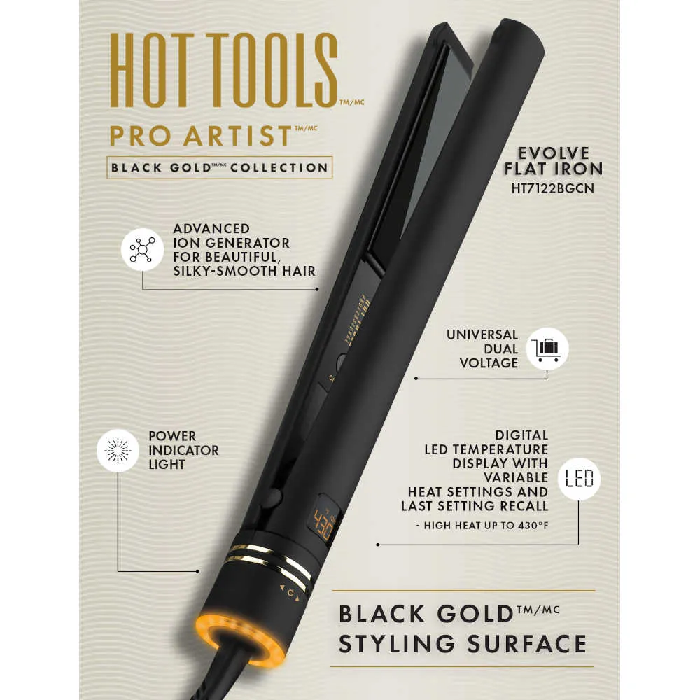 Hot Tools Pro Artist Black Gold – Evolve Flat Iron 1″