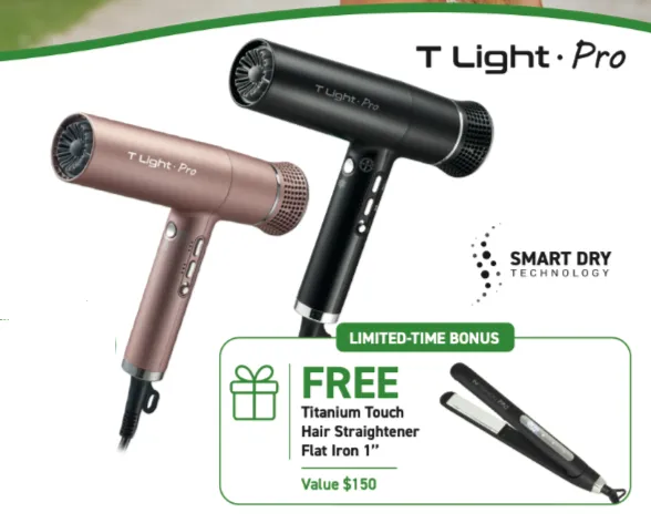 Infashion T-Light Pro Dryer with FREE Titanium Touch Flat Iron