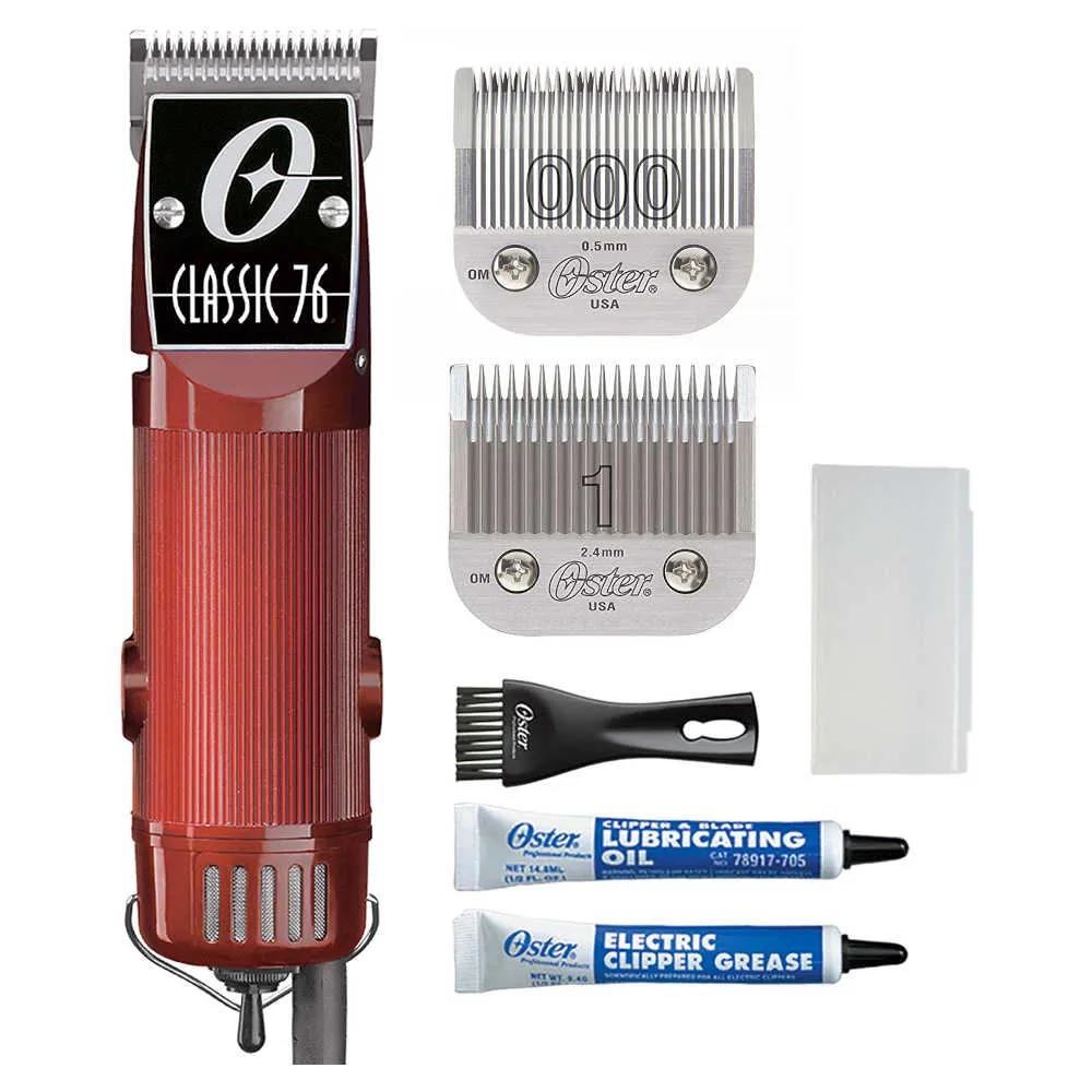 Oster Classic 76 Hair Clippers – 76076-010 – Universal Motor – Includes two detachable blades in sizes 000 and 1