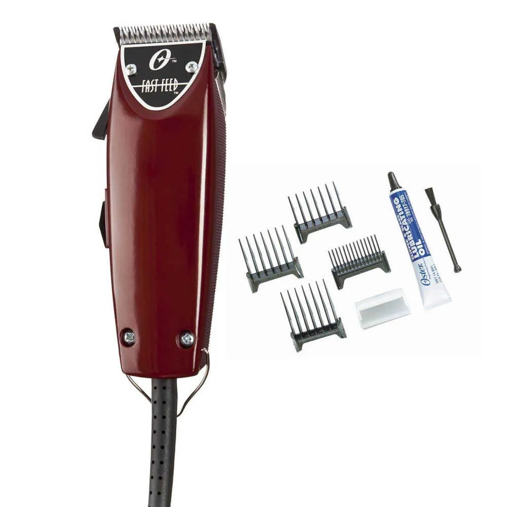 Oster Fast Feed Adjustable Pivot Motor Hair Clippers 76023-510 – Adjustable Steel Blade Adjusts Between Sizes 000 and 1 – 4 Guide Combs