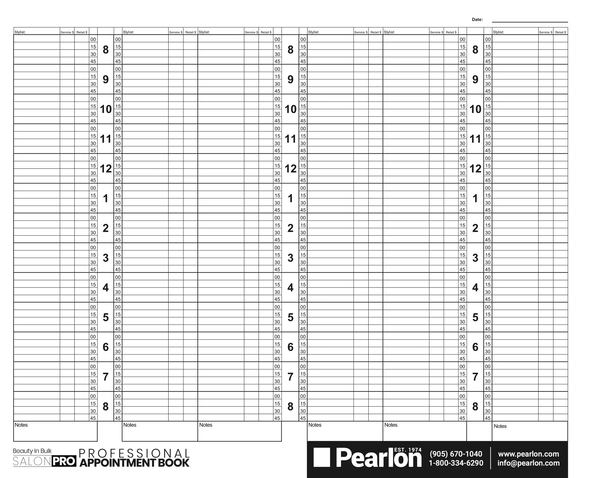 Salon Pro Appointment Book Large – 6 column