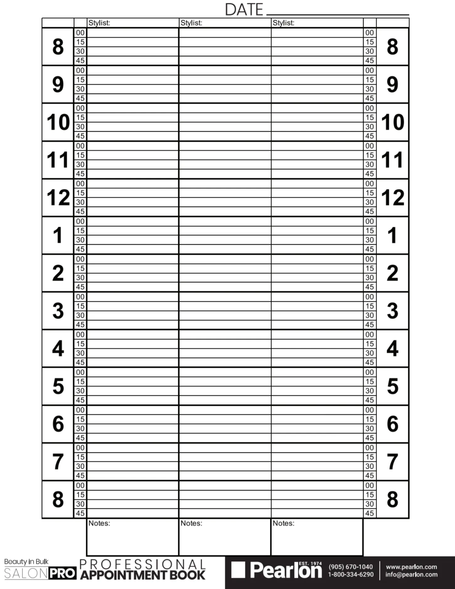 Salon Pro Appointment Book Medium – 3 column