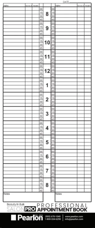 Salon Pro Appointment Book Small – 2 column