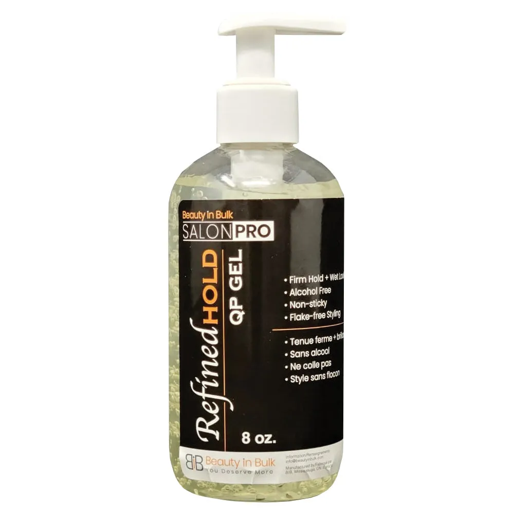 Salon Pro Refined Hold QP Gel – 8 oz. 250 mL – Alcohol-free Premium Hair Styling Gel