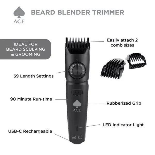 StyleCraft ACE BEARD BLENDER TRIMMER – PROFESSIONAL CORDLESS HAIR TRIMMER