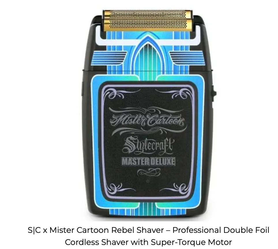 StyleCraft Rebel MASTER CARTOON Shaver with Super Torque Motor & Gold Titanium Foil Head