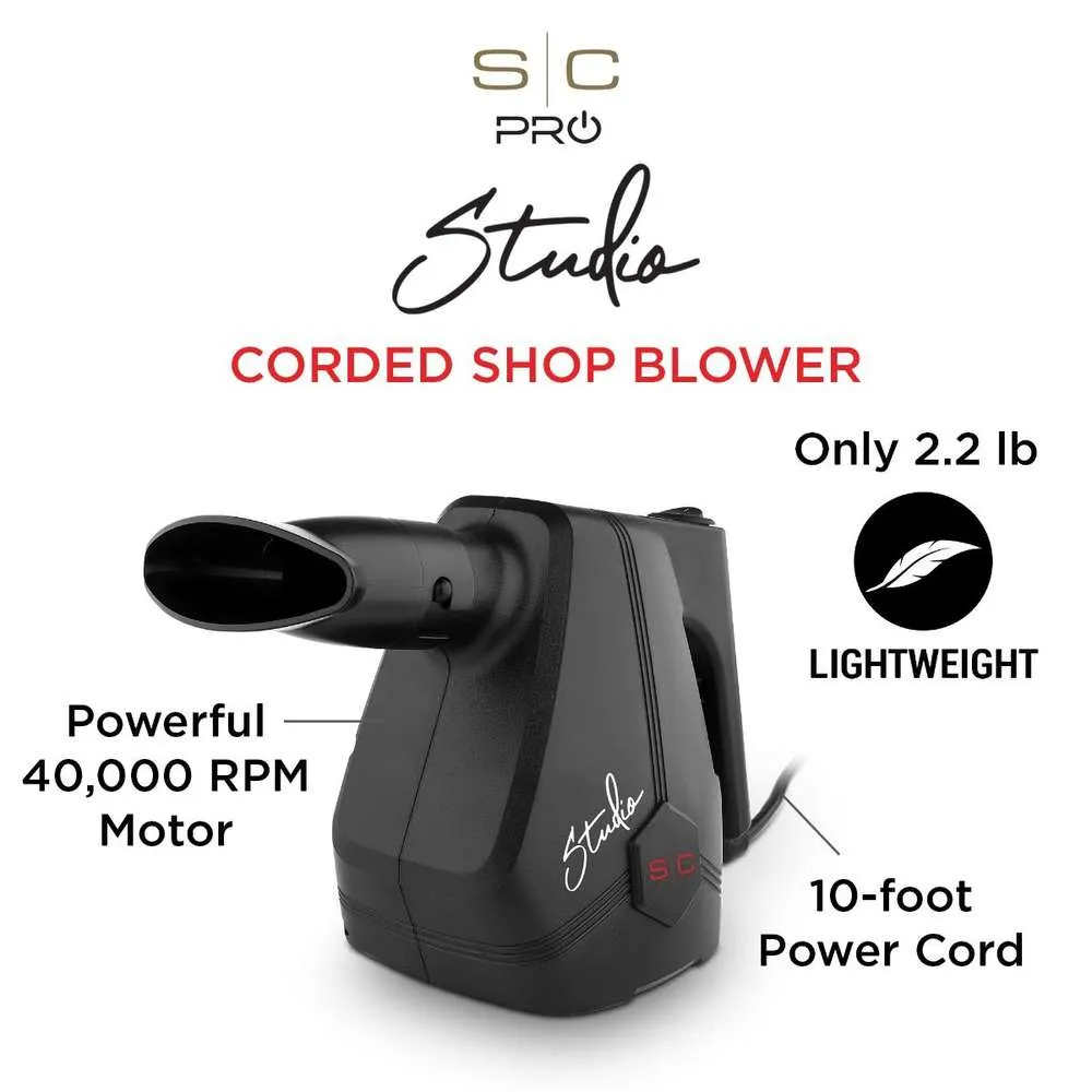 StyleCraft STUDIO – LIGHTWEIGHT CORDED SHOP BLOWER WITH MULTIPLE NOZZLE ATTACHMENTS