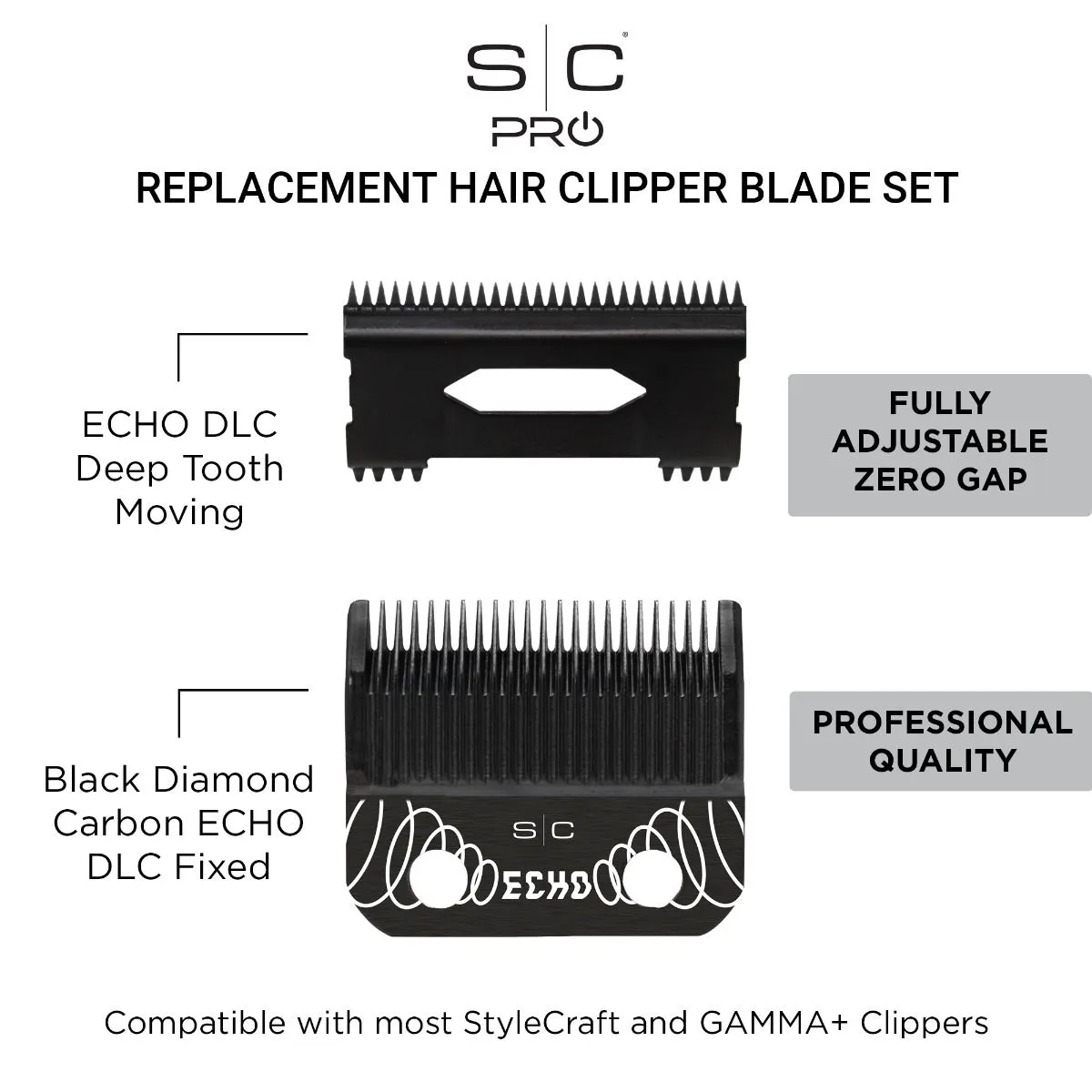 Stylecraft ECHO Black DLC Clipper Blade and Slim Deep Tooth Cutter