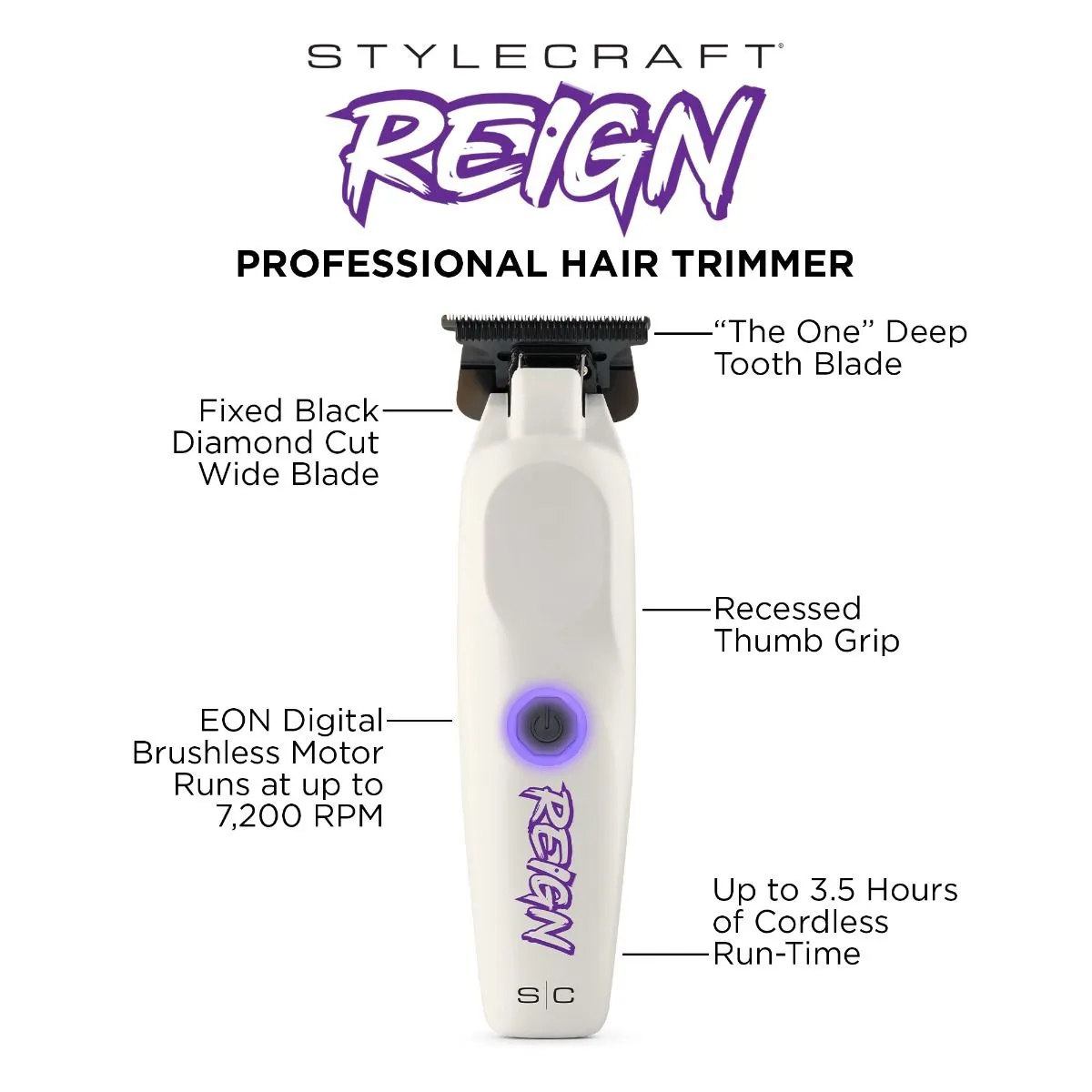 Stylecraft REIGN PROFESSIONAL HAIR TRIMMER WITH EON DIGITAL BRUSHLESS MOTOR