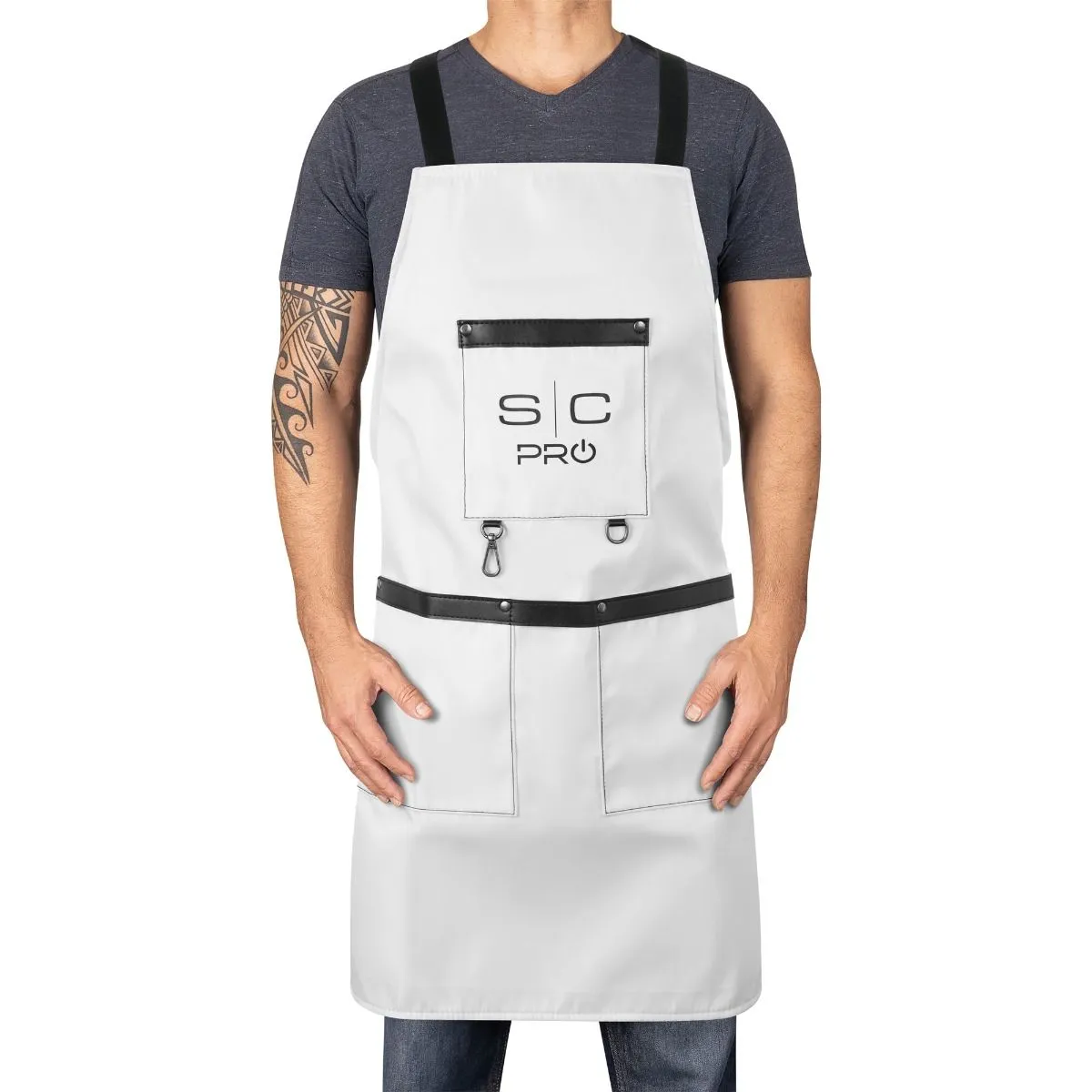 Stylecraft WATERPROOF BARBER/SALON APRON WITH CROSSBACK STRAP IN WHITE