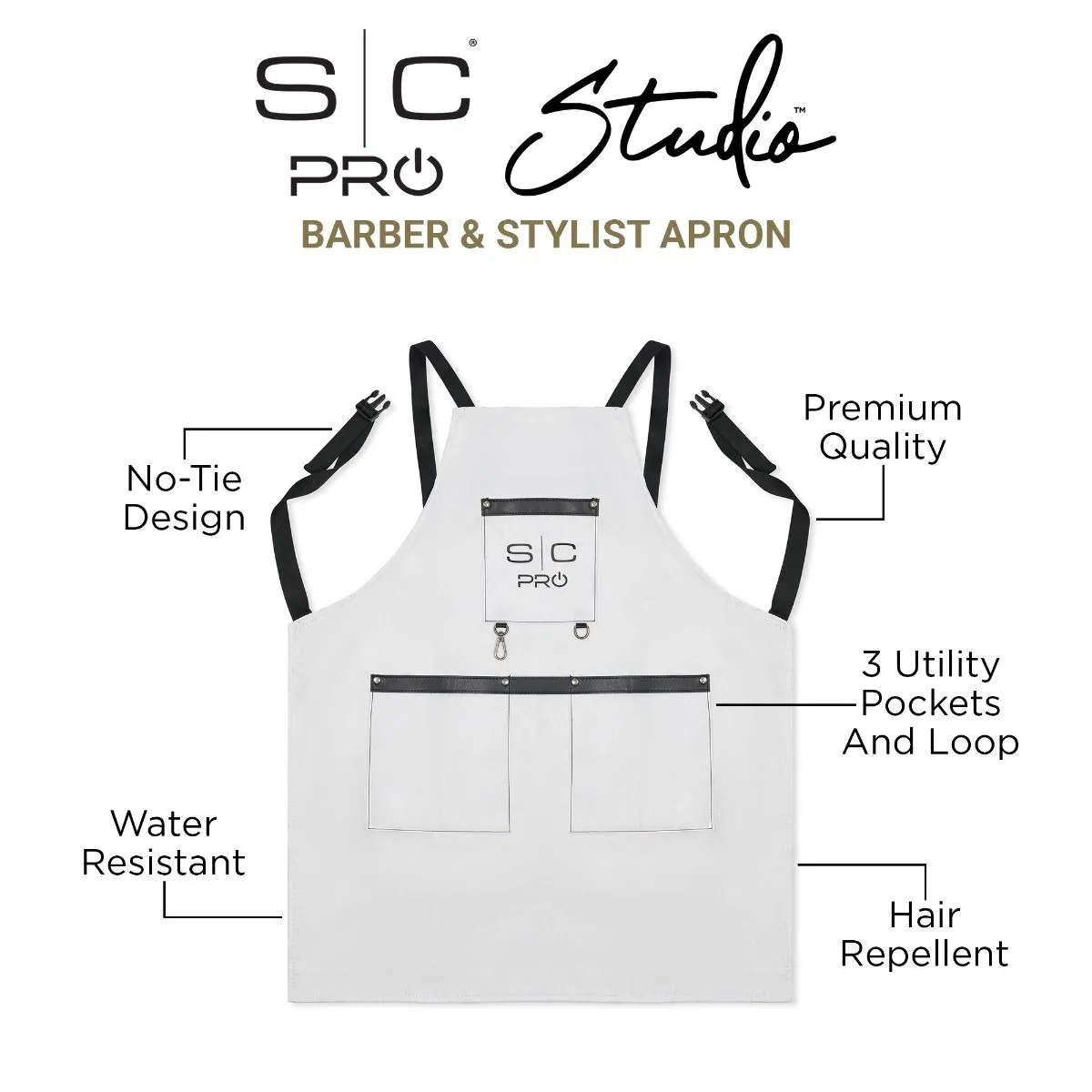 Stylecraft WATERPROOF BARBER/SALON APRON WITH CROSSBACK STRAP IN WHITE