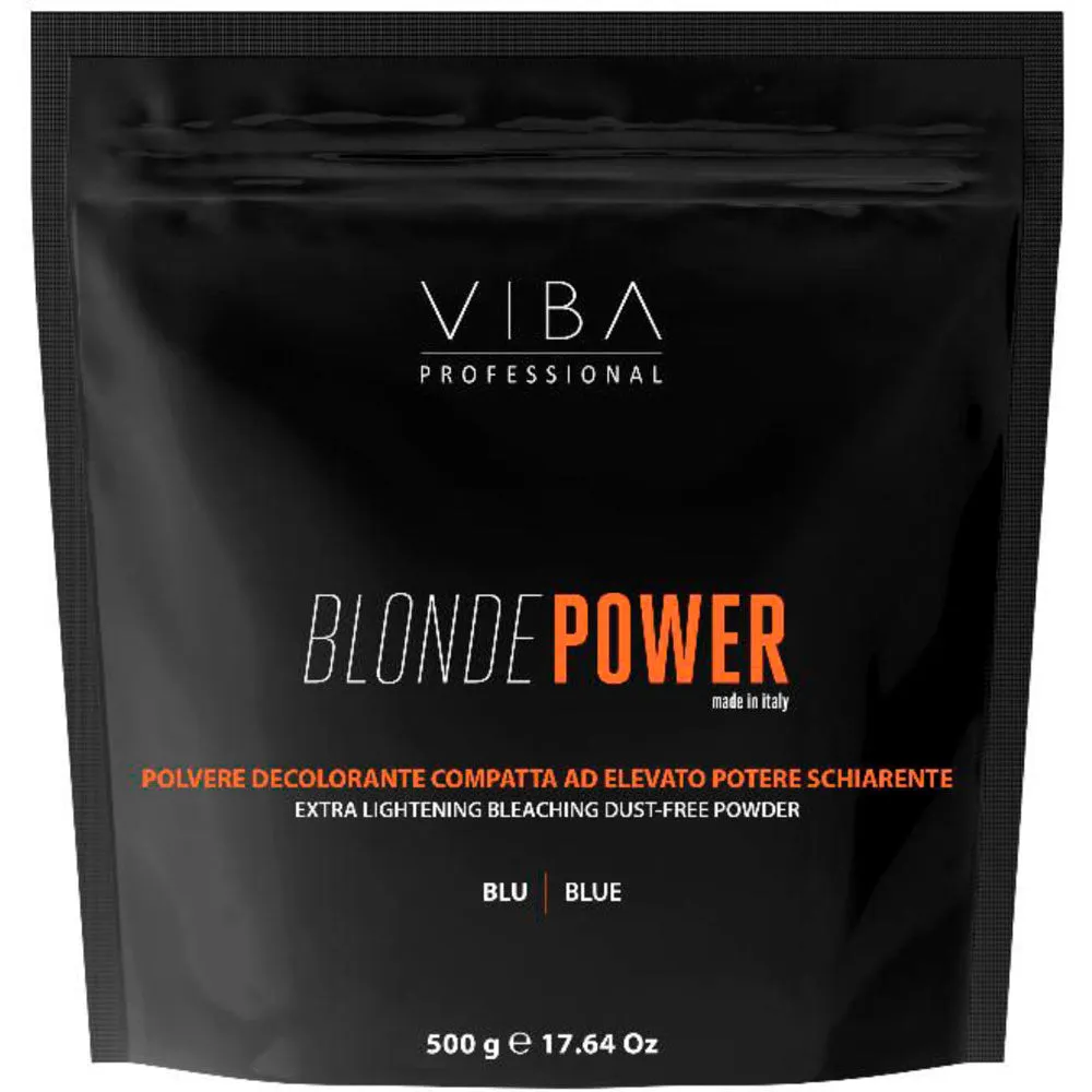 Viba Blue Powder Bleach – Blonde Power – Dust-Free – Made in Italy – Extra Lightening – 500 g | 17.64 oz. – For Professional Use