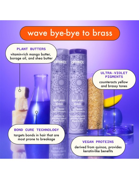 amika - Bust Your Brass Cool Blonde Repair Shampoo - 275ml view 5