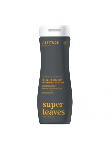 Attitude - Super Leaves - 2-In-1 Shampoo & Body Wash Ginseng & Grape Seed Oil - 473ml view 4