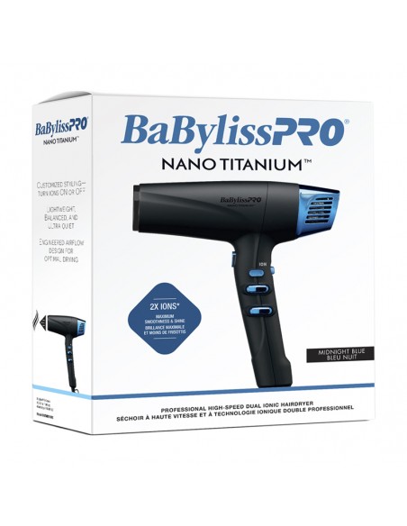 BaBylissPRO Hairdryer - Nano Titanium Dual Ionic High-Speed Hairdryer (Midnight Blue) view 4