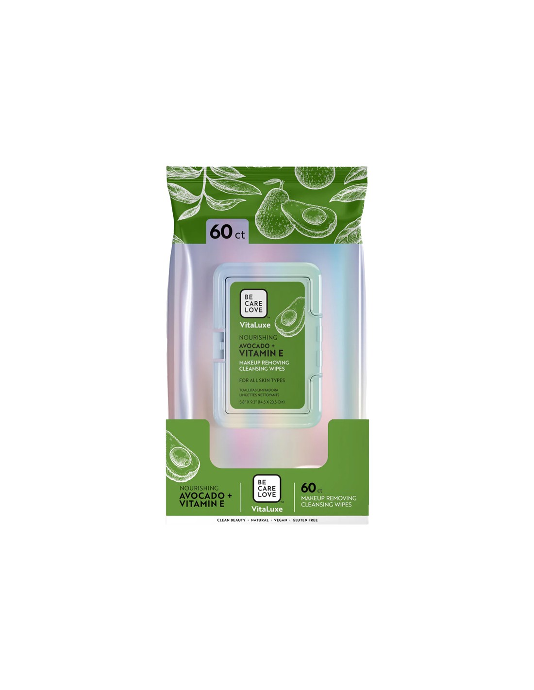 BCL Be Care Love - VitaLuxe Makeup Removing Cleansing Wipes - Nourishing Avocado + Vitamin E 60ct