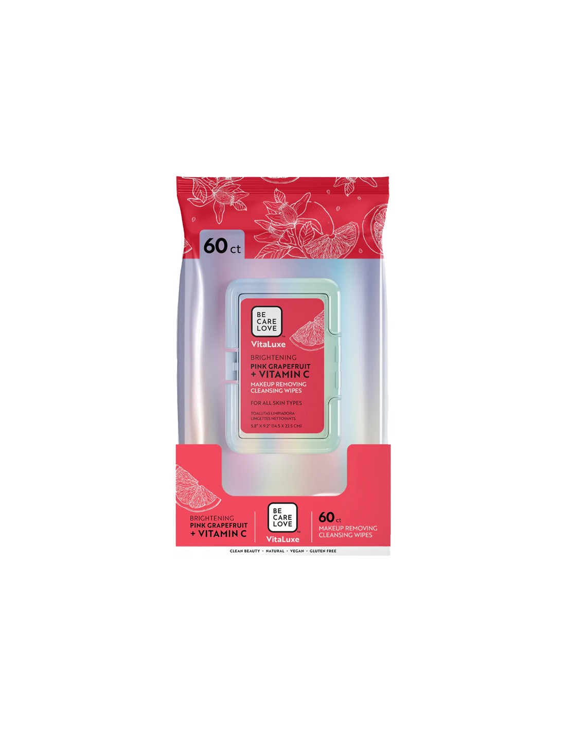 BCL Be Care Love - VitaLuxe Makeup Removing Cleansing Wipes - Pink Grapefruit + Vitamin C 60ct