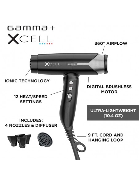 Gamma+ Hair Dryer - Xcell Dryer Black view 5